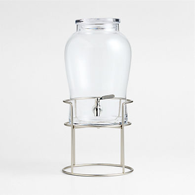 View Beau 1.75-Gallon Glass Drink Dispenser with Silver Stand Set details
