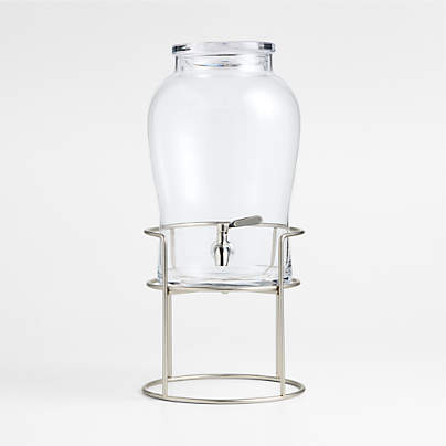 Beau 1.75-Gallon Glass Drink Dispenser with Silver Stand