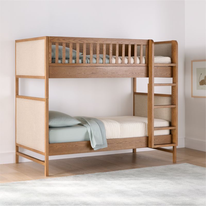 Beau Barley Brown Wood and Upholstered Kids Convertible Bunk Bed - image 3 of 12