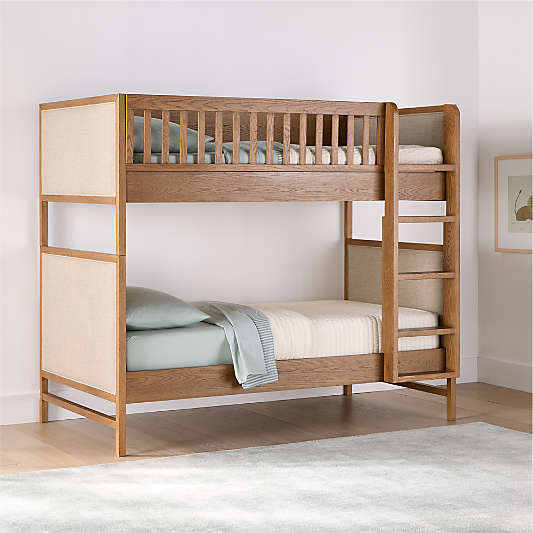 Beau Barley Brown Wood and Upholstered Kids Convertible Bunk Bed