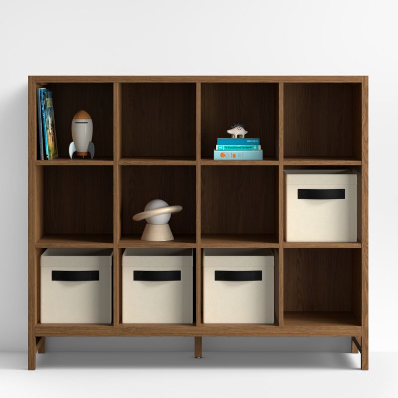 Beau Medium Brown Oak Wood 12-Cube Kids Bookcase - image 0 of 4