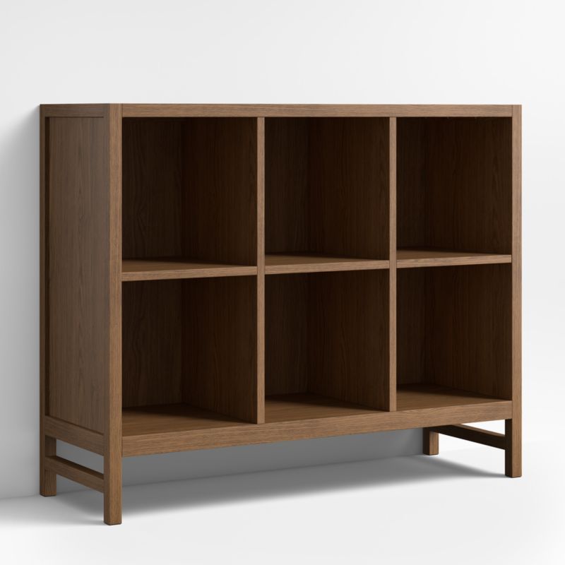 Beau Medium Brown Oak Wood 6-Cube Kids Bookcase - image 2 of 5