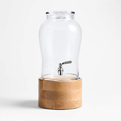 Beau 1.75-Gallon Drink Dispenser with Oak Madeira Stand Set