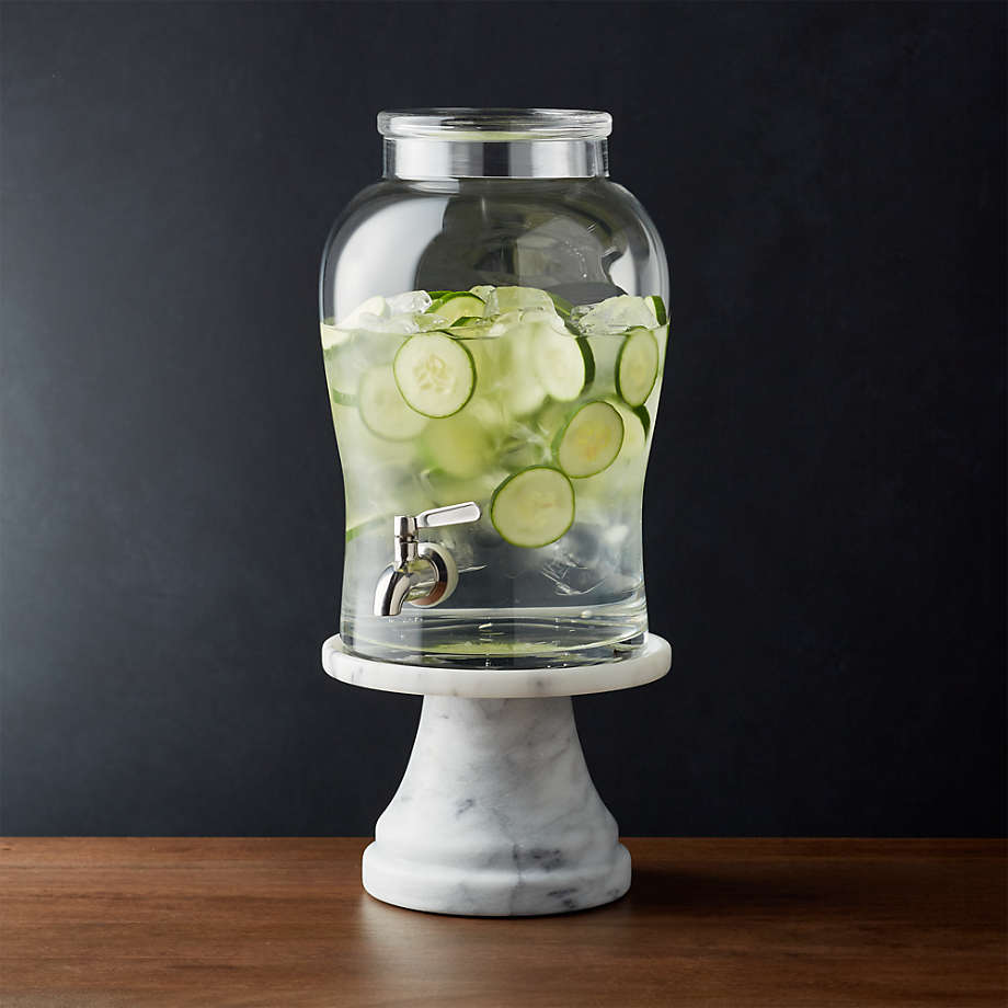 Beau Drink Dispenser with French Kitchen White Marble Stand + Reviews | Crate & Barrel