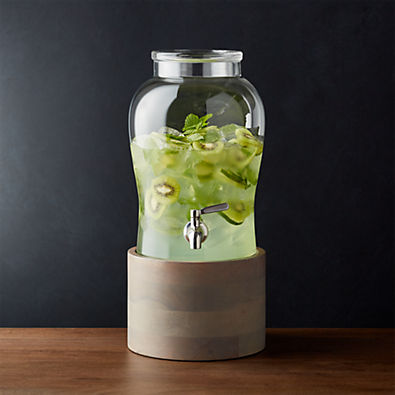 View Beau 1.75-Gallon Glass Drink Dispenser with Brooks Grey Wood Stand details