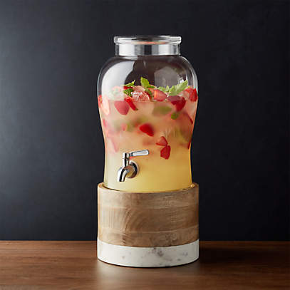 Glass and Acacia Wood Drink Dispenser with Stand - World Market