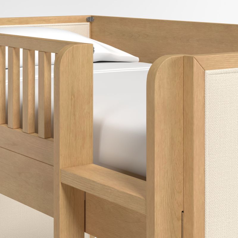 Beau Natural Oak Wood and Upholstered Kids Bunk Bed - image 2 of 5