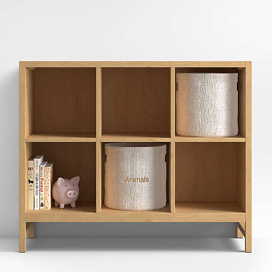 Beau 40" Natural Oak Wood 6-Cube Kids Bookcase