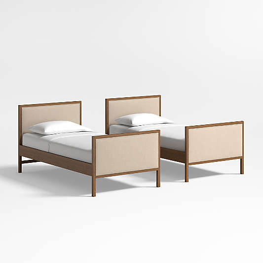Beau Barley Brown Wood and Upholstered Kids Convertible Bunk Bed