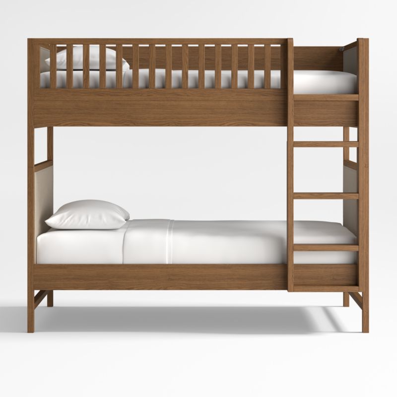 Beau Medium Brown Oak Wood and Upholstered Kids Bunk Bed - image 3 of 7