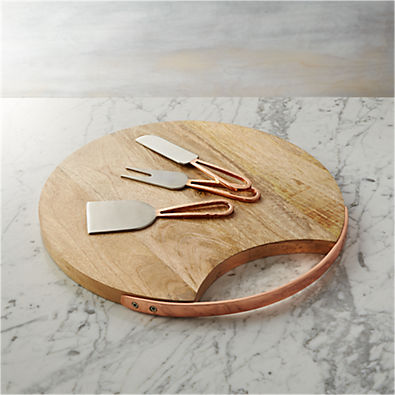 View Beck Cheese Board and 3 Copper Cheese Knives Set details
