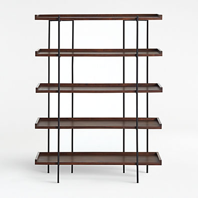 View Beckett Dark Brown Wood 5-High Storage Bookshelf Sable details