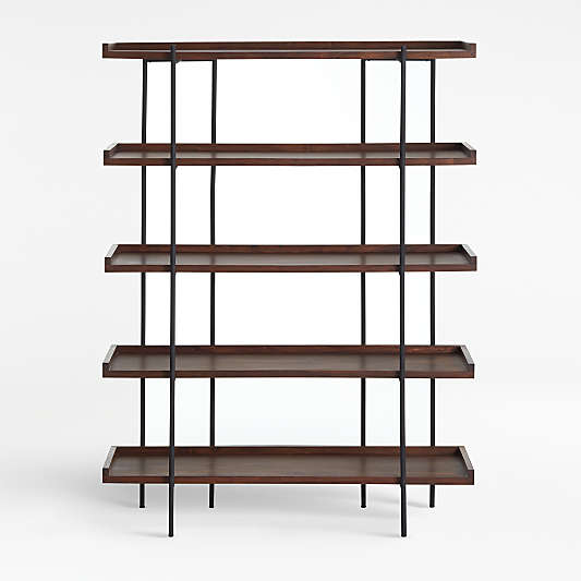 Beckett Dark Brown Wood 5-High Storage Bookshelf Sable