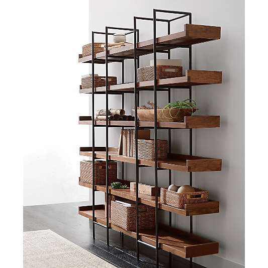 Beckett Dark Brown Wood 6-High Storage Bookshelf Sable