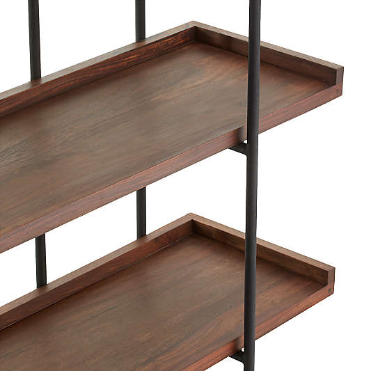 Beckett Dark Brown Wood 5-High Storage Bookshelf Sable