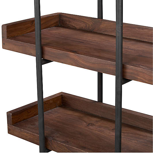 Beckett Dark Brown Wood 6-High Storage Bookshelf Sable