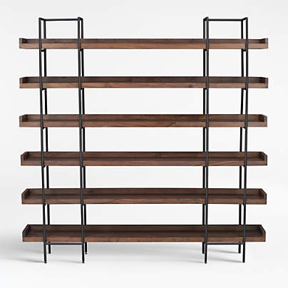 Beckett Dark Brown Wood 6-High Storage Bookshelf Sable