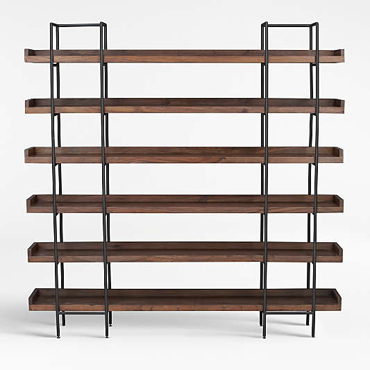 Beckett Dark Brown Wood 6-High Storage Bookshelf Sable