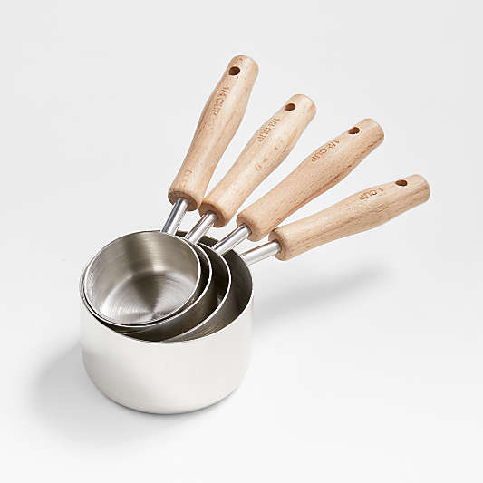 Beechwood and Stainless Steel Measuring Cups and Spoons