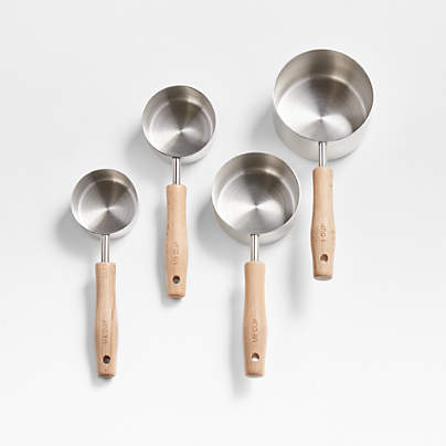 Beechwood and Stainless Steel Measuring Cups