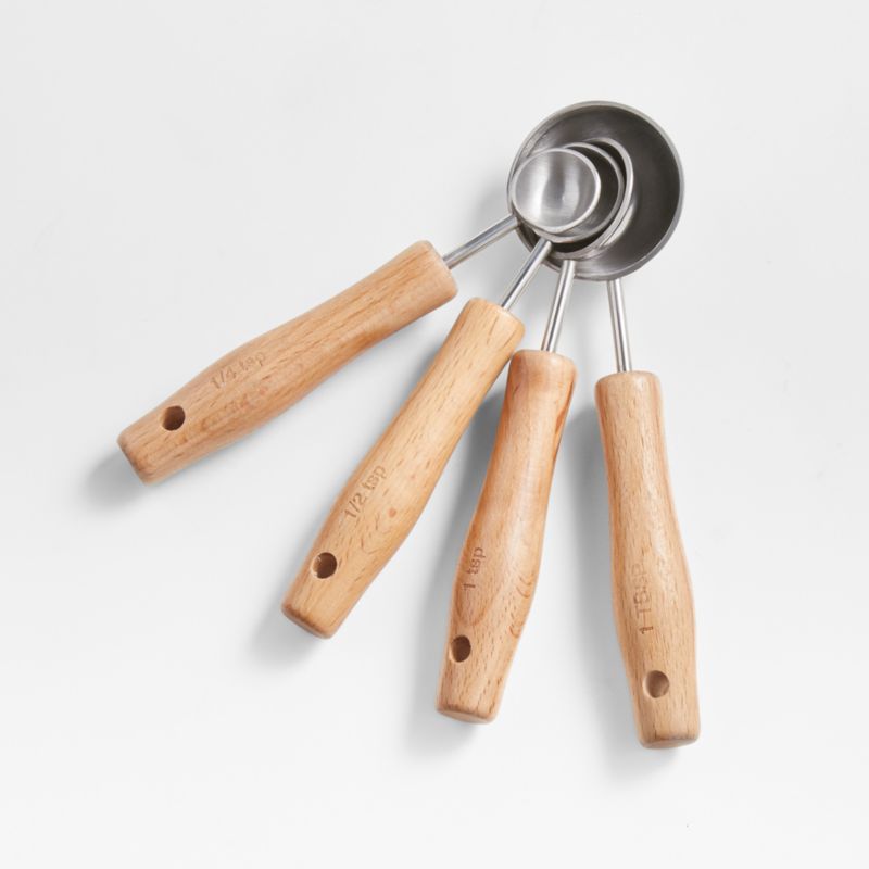 Beechwood and Stainless Steel Measuring Cups