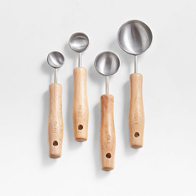View Crate & Barrel Beechwood and Stainless Steel Measuring Spoons details