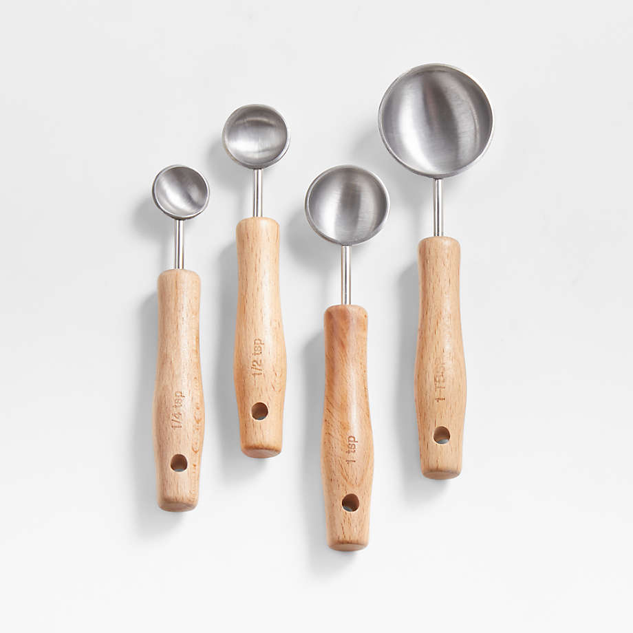 Beechwood and Stainless Steel Measuring Spoons + Reviews | Crate & Barrel