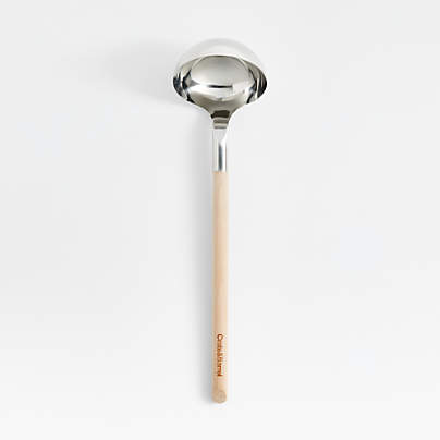 Crate & Barrel Beechwood and Stainless Ladle