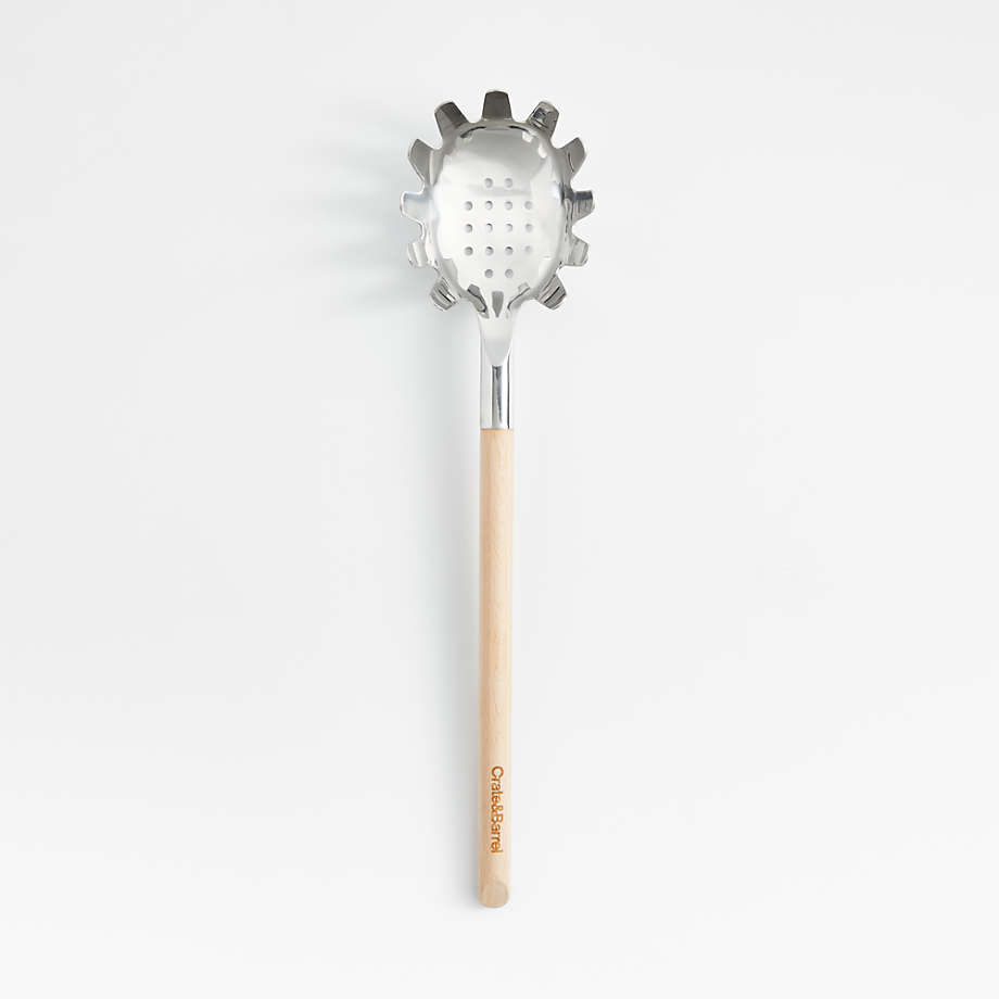 Crate & Barrel Beechwood and Stainless Steel Pasta Spoon