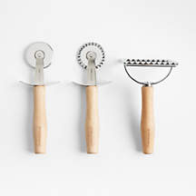 Crate & Barrel Beechwood and Stainless Steel Pasta Tools, Set of 3 + Reviews | Crate & Barrel