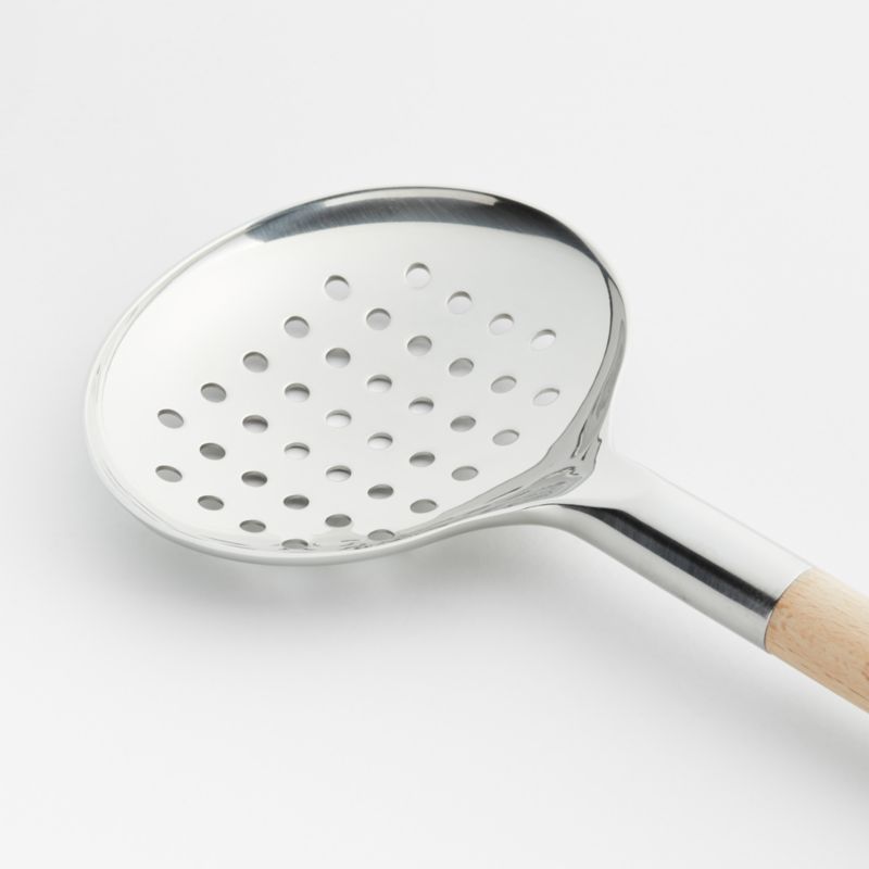 Crate & Barrel Beechwood and Stainless Steel Slotted Spoon - image 2 of 7