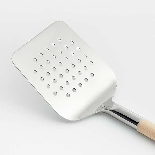 Beechwood and Stainless Slotted Turner Spatula