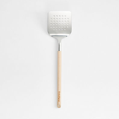 View Crate & Barrel Beechwood and Stainless Slotted Turner Spatula details