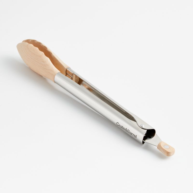 Crate & Barrel Beechwood and Stainless Steel Serving Tongs 12" - image 2 of 4