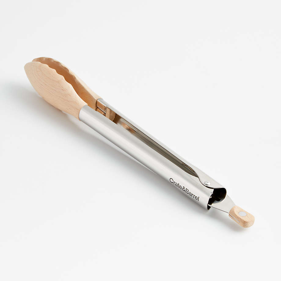 Crate&Barrel Crate & Barrel Beechwood and Stainless Steel Serving Tongs