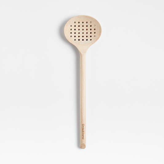 Crate & Barrel Beechwood Slotted Spoon