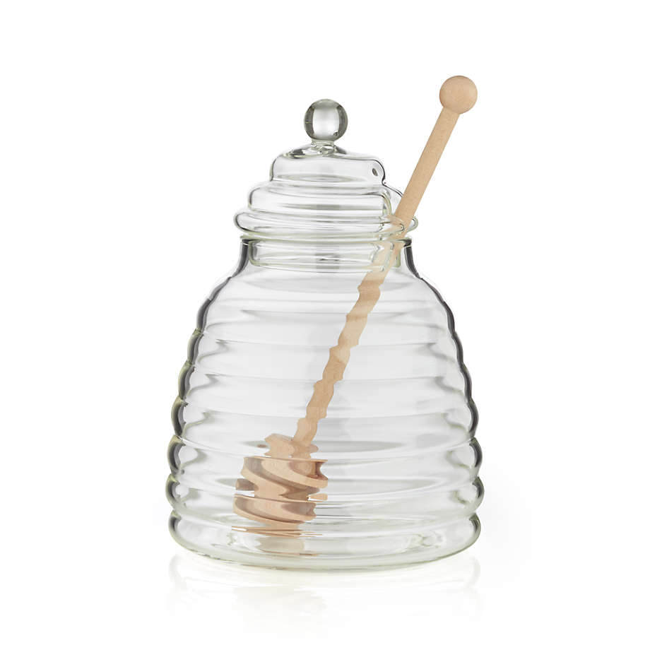Glass Beehive Honey Jar with Server Q438 TOTOONE 