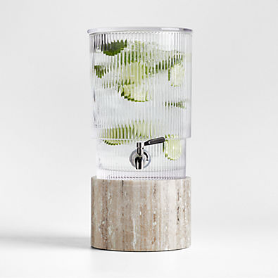 View Atwell 1.7-Gallon Ribbed Glass Drink Dispenser with Tuscan Kitchen Marble Stand details