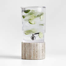 Atwell 1.7-Gallon Ribbed Glass Drink Dispenser with Tuscan Kitchen Marble Stand + Reviews | Crate & Barrel