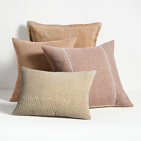 Beige and Tan Throw Pillow Arrangement