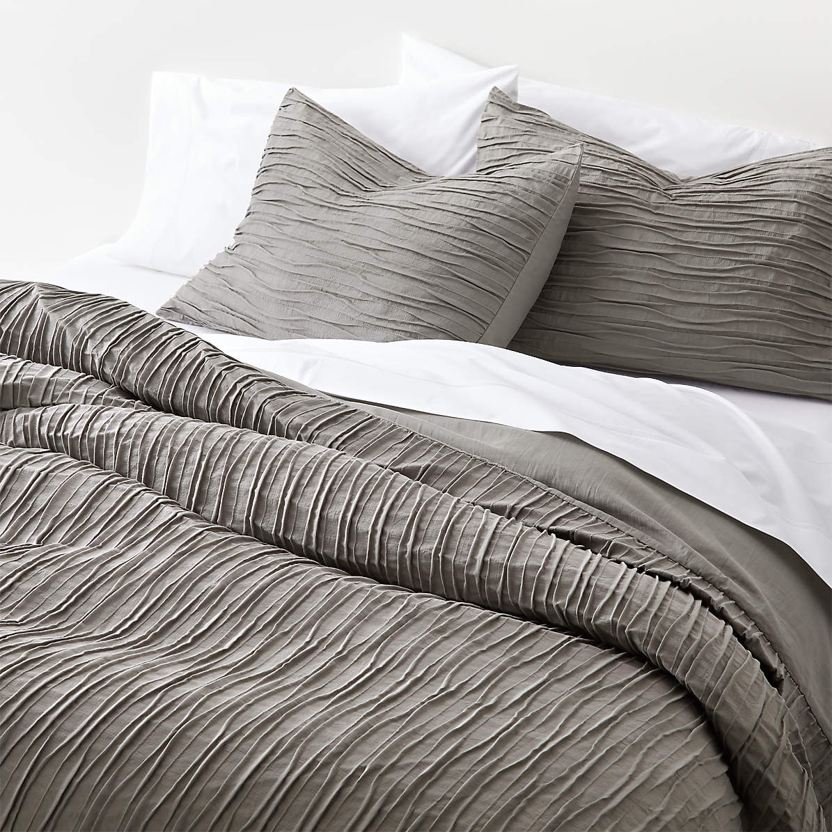 Belamy Nickel Pleated Duvet Covers And, Ripple Texture Duvet Cover