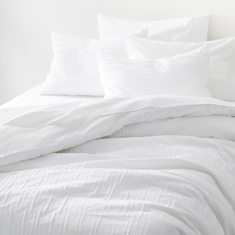 Belamy Full/Queen White Pleated Duvet Cover