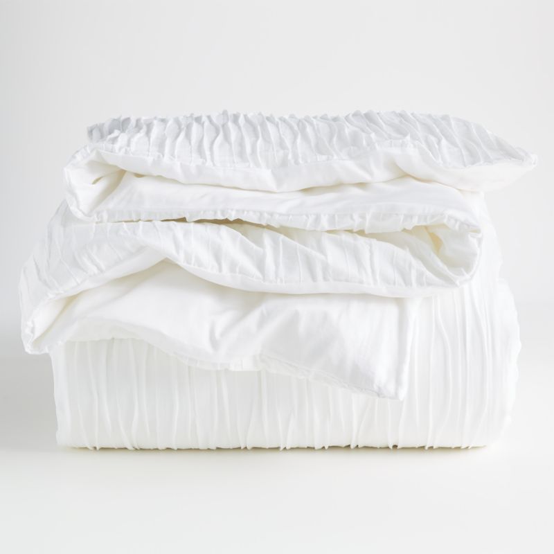 Belamy Full/Queen White Pleated Duvet Cover