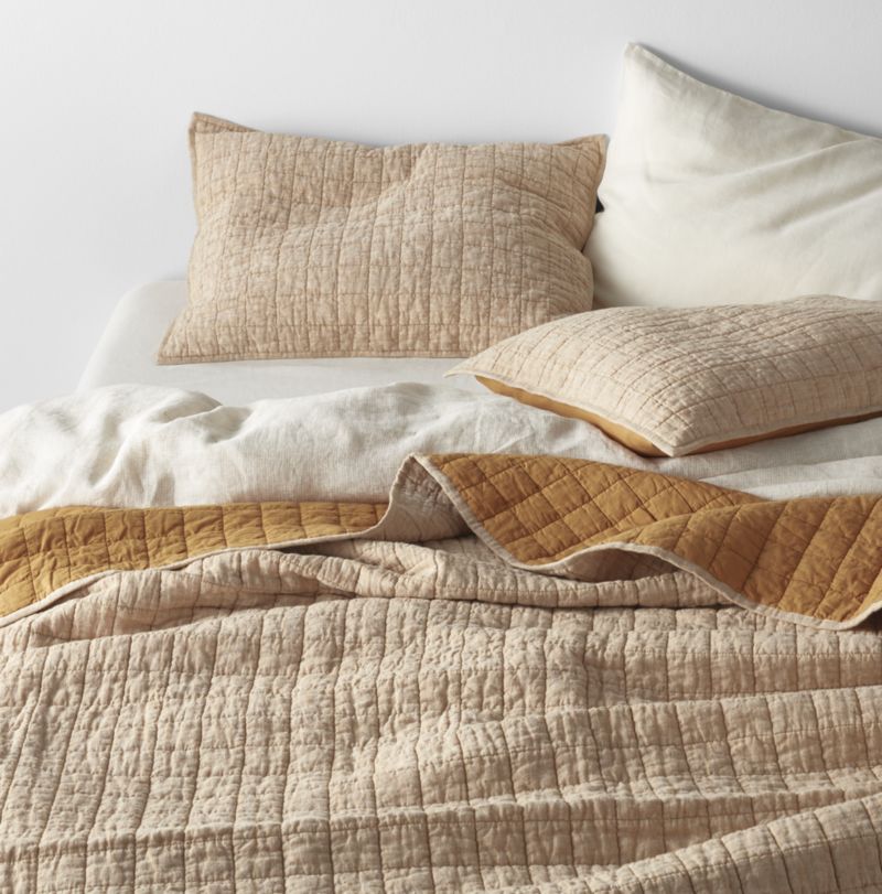 Aire Crinkle Cotton Linen Blend Brulee Brown Comforters