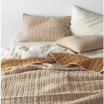 Brulee Brown Belgian Flax Linen Quilt King