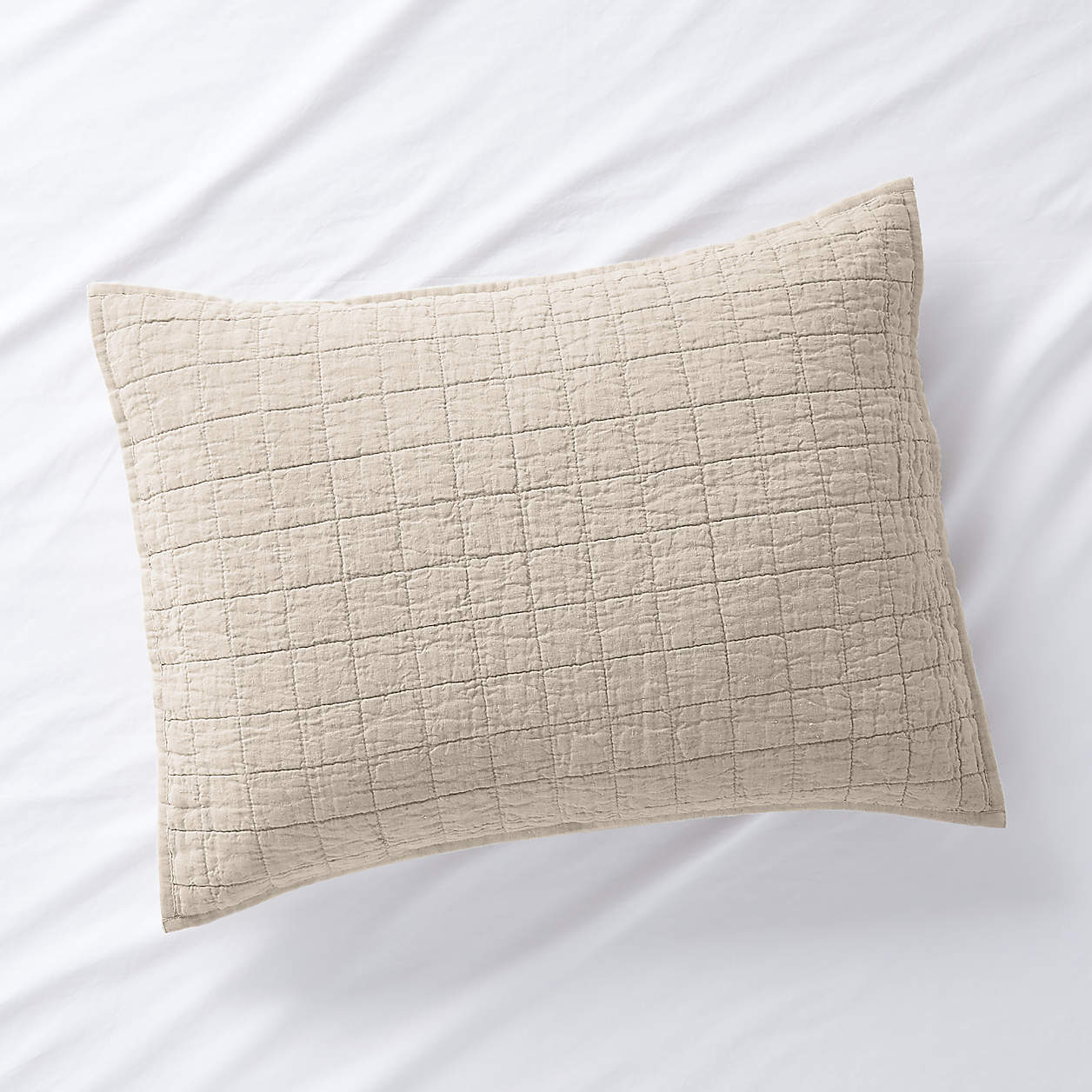 Belgian Flax Linen Natural Full/Queen Quilt + Reviews | Crate & Barrel