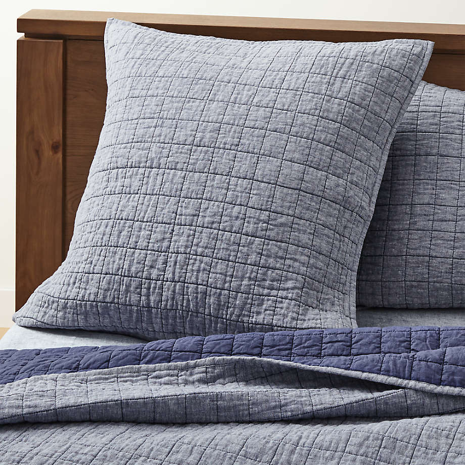 Dusty blue pillow, linen bedding, throw pillow, linen sham, oxford pillow,  linen pillow co…