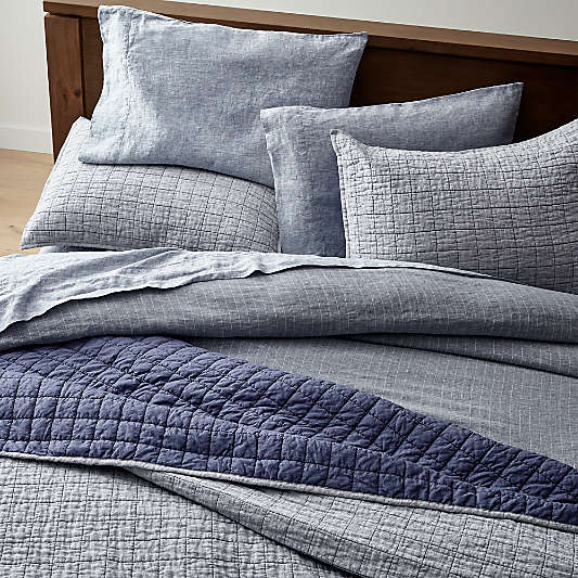 Blue Belgian Flax Linen Pillow Shams