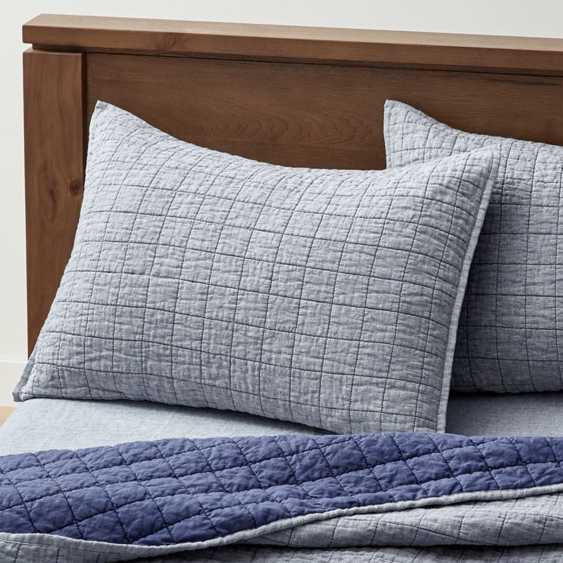 Blue Belgian Flax Linen Sham Standard + Reviews | Crate & Barrel