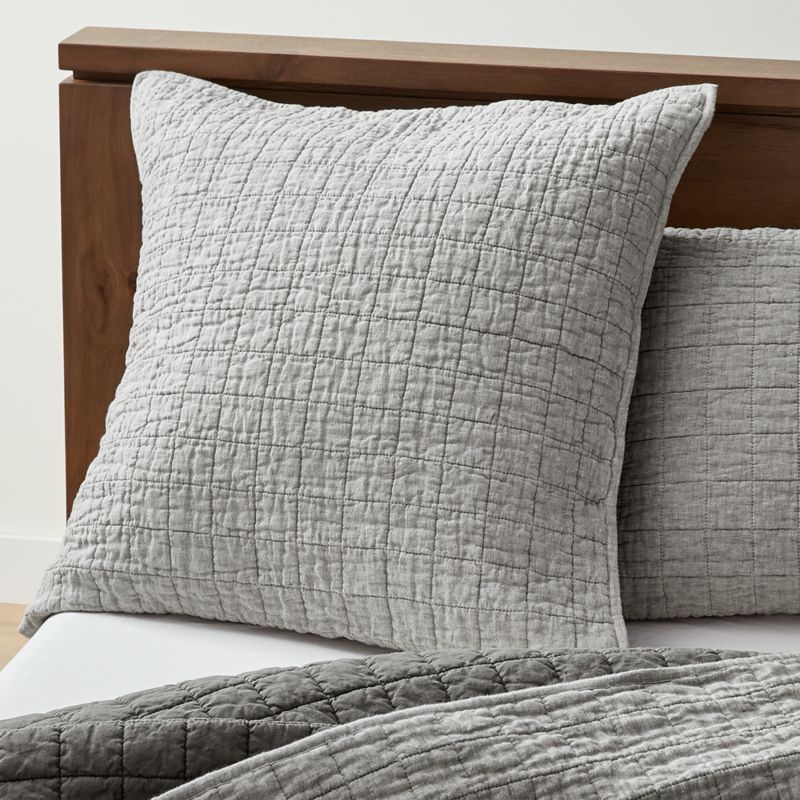 Grey Belgian Flax Linen Sham Euro + Reviews | Crate & Barrel